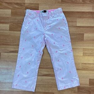 Pink Flamingo print Chino Capri  pants size 12